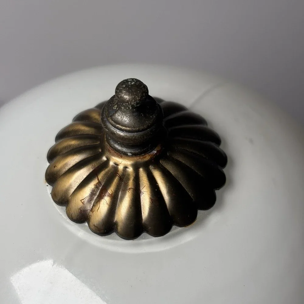 Vintage‎ White Dome Ceiling Light Lamp Fixture Ball Shade Brass Retro Country